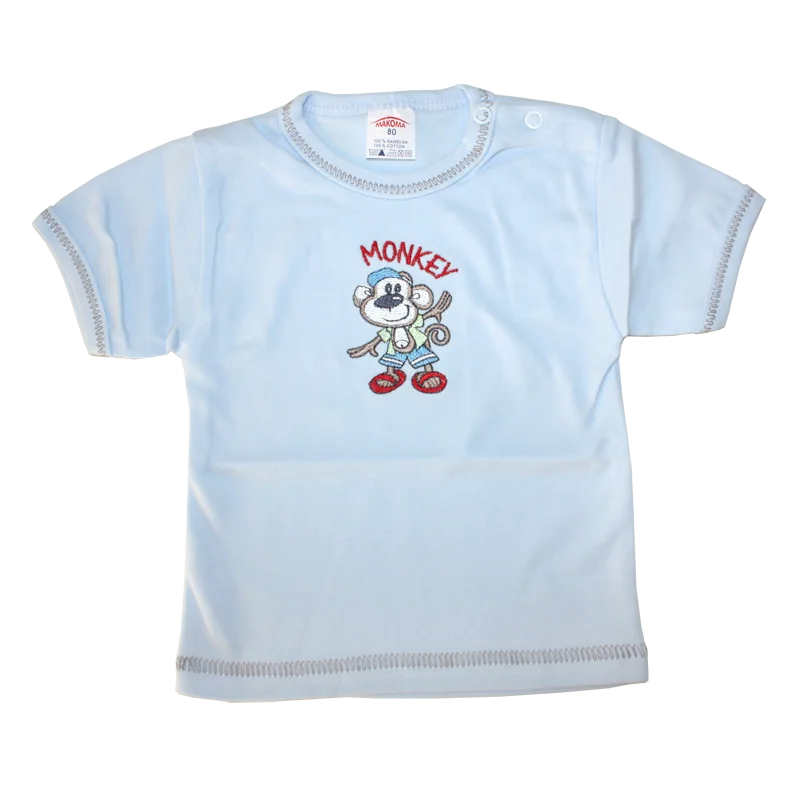 Βρεφικό βαμβακερό μπλουζάκι με κέντημα «Μαϊμουδάκι»