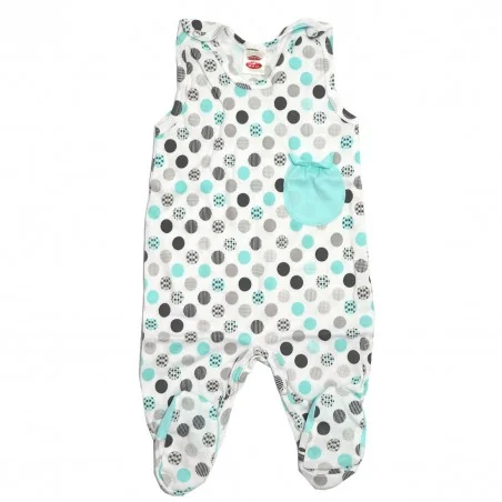 Βρεφικό Βαμβακερό Σετ 2 Τεμαχίων Makoma "Mint Dots" – Φορμάκι & Μακρυμάνικο Ζιπουνάκι (01170)