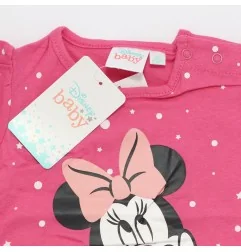 Βρεφικό Κοντομάνικο Μπλουζάκι Minnie Mouse Disney Baby "Hey Cutie!" - Φούξια - 100% Βαμβακερό (DISM 01006B)