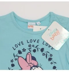 Disney Baby Minnie Mouse "Love" Βρεφικό Κοντομάνικο Μπλουζάκι – 100% Βαμβακερό (ET0147Sky)