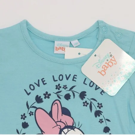 Disney Baby Minnie Mouse "Love" Βρεφικό Κοντομάνικο Μπλουζάκι – 100% Βαμβακερό (ET0147Sky)