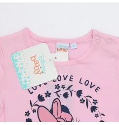 Disney Baby Minnie Mouse "Love" Βρεφικό Κοντομάνικο Μπλουζάκι – 100% Βαμβακερό (ET0147)