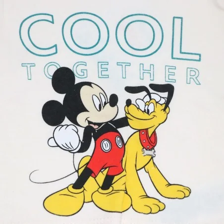 Βρεφικό Βαμβακερό Σετ 2 Τεμαχίων Disney Baby - Mickey Mouse & Pluto "Cool Together" (Εκρού/Τιρκουάζ) (DIS BMB 51 12 A878)