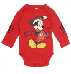 Βρεφικό Βαμβακερό Σετ 2 Τεμαχίων Disney Baby - Mickey Mouse "Winter Fun" (Κόκκινο / Γκρι) (DIS BMB 51 12 A707) - Χειμωνιάτικα...