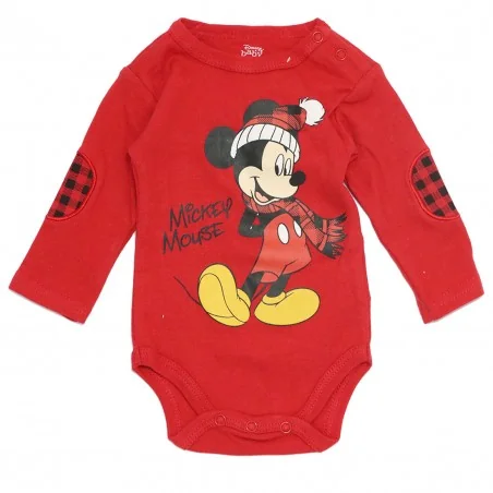 Βρεφικό Βαμβακερό Σετ 2 Τεμαχίων Disney Baby - Mickey Mouse "Winter Fun" (Κόκκινο / Γκρι) (DIS BMB 51 12 A707)