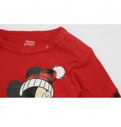 Βρεφικό Βαμβακερό Σετ 2 Τεμαχίων Disney Baby - Mickey Mouse "Winter Fun" (Κόκκινο / Γκρι) (DIS BMB 51 12 A707) - Χειμωνιάτικα...