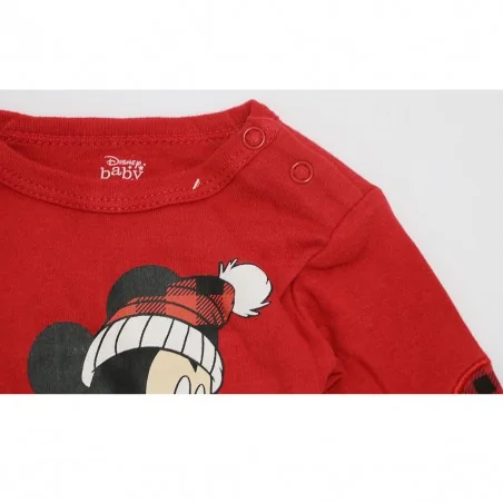 Βρεφικό Βαμβακερό Σετ 2 Τεμαχίων Disney Baby - Mickey Mouse "Winter Fun" (Κόκκινο / Γκρι) (DIS BMB 51 12 A707)