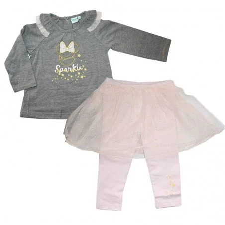 Βρεφικό Σετ 2 Τεμαχίων Disney Baby - Minnie Mouse "Sparkle" (Γκρι / Ροζ Tutu) (RH0050Α) - Χειμωνιάτικα / εποχιακά σετ
