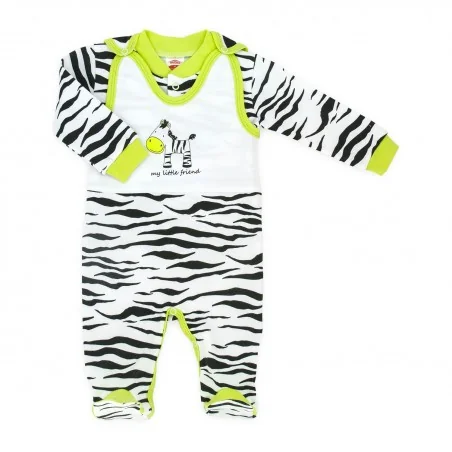 Βρεφικό Βαμβακερό Σετ 2 Τεμαχίων Makoma - Σχέδιο Zebra (Αμάνικο Φορμάκι & Ζακετάκι) (01158) - Χειμωνιάτικα / εποχιακά σετ