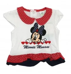 Βρεφικό Βαμβακερό Σετ Disney Baby - Minnie Mouse "Lovely Polka Dots" (Λευκό/Denim Look) (AQE0508)