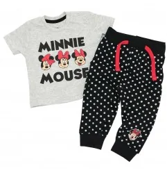 Βρεφικό Σετ Disney Baby - Minnie Mouse "Faces" – Μπλούζα & Παντελόνι (Γκρι/Μαύρο Πουά) (DIS MF 51 12 9598 grey) - Χειμωνιάτικ...