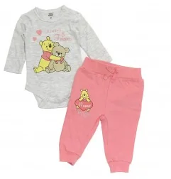 Βρεφικό Βαμβακερό Σετ Disney Baby - Winnie The Pooh "Always & Forever" (Γκρι/Ροζ) (DIS BP 51 12 A764) - Χειμωνιάτικα / εποχια...