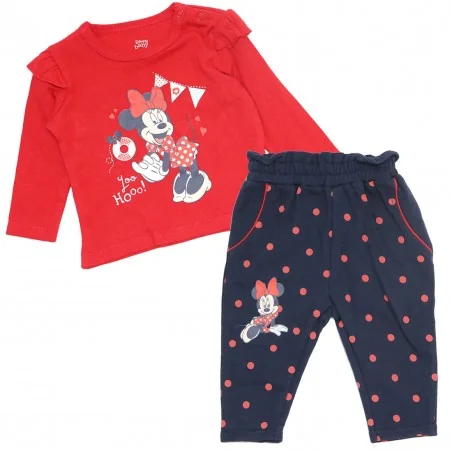 Βρεφικό Βαμβακερό Σετ Disney Baby - Minnie Mouse "Yoo Hooo!" (Κόκκινο/Μπλε Σκούρο) (DIS MF 51 12 A876) - Χειμωνιάτικα / εποχι...