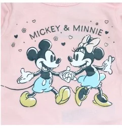 Βρεφικό Βαμβακερό Σετ Disney Baby - Mickey & Minnie "Holding Hands" (Ροζ/Γκρι) (DIS MF 51 12 A706)