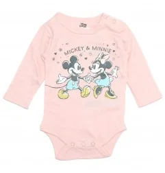 Βρεφικό Βαμβακερό Σετ Disney Baby - Mickey & Minnie "Holding Hands" (Ροζ/Γκρι) (DIS MF 51 12 A706) - Χειμωνιάτικα / εποχιακά σετ