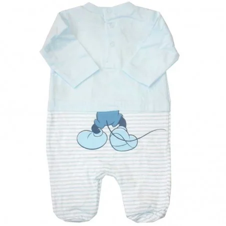 Βρεφικό Βαμβακερό Φορμάκι Disney Baby - Mickey Mouse "Hello M" (Γαλάζιο/Ριγέ) (ER0006)