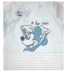 Βρεφικό Βαμβακερό Φορμάκι Disney Baby - Mickey Mouse "Hello M" (Γαλάζιο/Ριγέ) (ER0006) - Φορμάκια εποχικά (βαμβακερά)