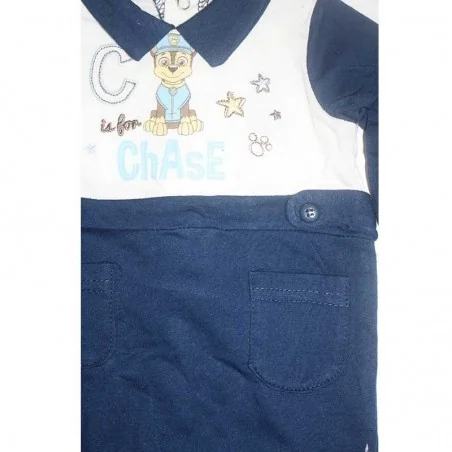 Βρεφικό Ολόσωμο Φορμάκι Paw Patrol "Chase" - Navy Μπλε με Γιακά & Τσεπάκια (100% Βαμβάκι) (ER0171Α)