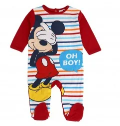 Βρεφικό Ολόσωμο Φορμάκι Disney Baby Mickey Mouse - "Oh Boy!" με Πολύχρωμες Ρίγες (100% Βαμβάκι) (TH0305A) - Φορμάκια εποχικά ...