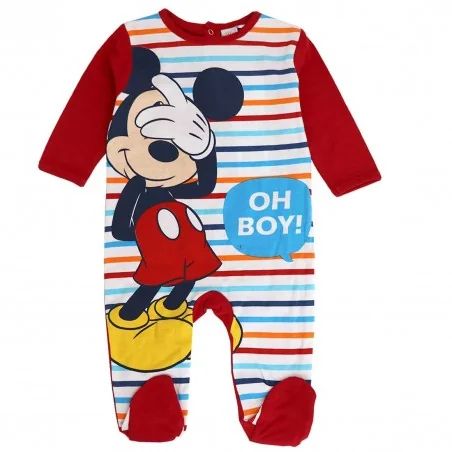 Βρεφικό Ολόσωμο Φορμάκι Disney Baby Mickey Mouse - "Oh Boy!" με Πολύχρωμες Ρίγες (100% Βαμβάκι) (TH0305A) - Φορμάκια εποχικά ...