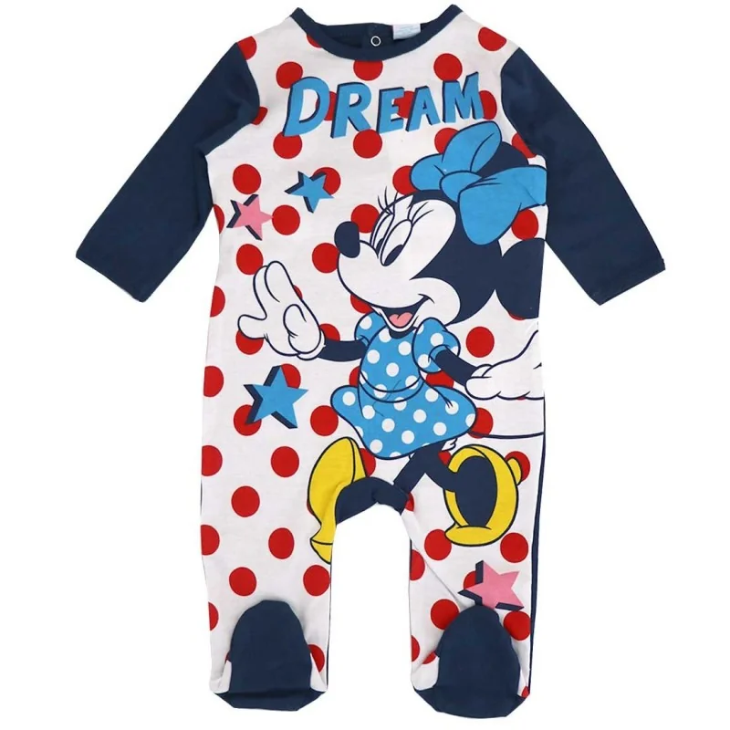 Βρεφικό Ολόσωμο Φορμάκι Disney Baby Minnie Mouse - "Dream" με Κόκκινο Πουά & Αστέρια (TH0306A)