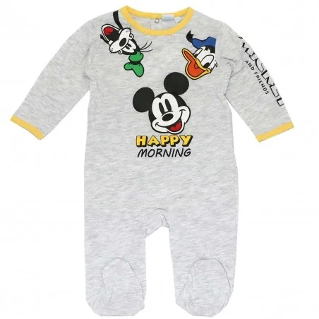 Βρεφικό Ολόσωμο Φορμάκι Disney Baby Mickey Mouse & Friends – "Happy Morning" (EV0333 grey) - Φορμάκια εποχικά (βαμβακερά)