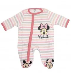 Βρεφικό Ολόσωμο Φορμάκι Disney Baby Minnie Mouse – Ριγέ Ροζ/Γκρι με 3D Φιόγκους (DIS MF 51 05 9656 pink) - Φορμάκια εποχικά (...