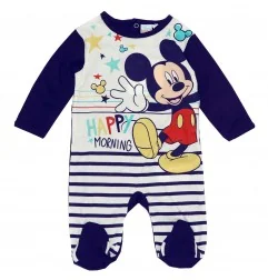 Βρεφικό Ολόσωμο Φορτάκι Disney Mickey Mouse "Happy Morning" – Navy Blue (100% Βαμβάκι) (VH0316 navy) - Φορμάκια εποχικά (βαμβ...