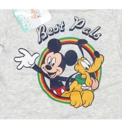Disney Baby Mickey Mouse & Pluto Βρεφικό Βαμβακερό Μακρυμάνικο Μπλουζάκι "Best Pals" - Γκρι Μελανζέ (TH0006) - Μπλουζάκια Μακ...