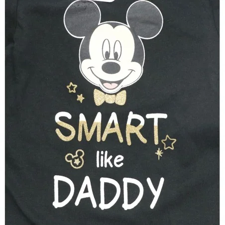 Disney Baby Mickey Mouse Βρεφικό Βαμβακερό Μακρυμάνικο Μπλουζάκι "Smart like Daddy" - Μαύρο (TH0080A)