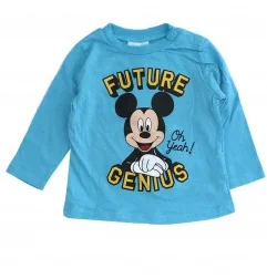 Disney Baby Mickey Mouse Βρεφικό Βαμβακερό Μακρυμάνικο Μπλουζάκι "Future Genius" - Σιέλ (TH0007 SKY) - Μπλούζες & Ζακέτες