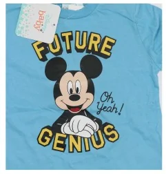 Disney Baby Mickey Mouse Βρεφικό Βαμβακερό Μακρυμάνικο Μπλουζάκι "Future Genius" - Σιέλ (TH0007 SKY) - Μπλούζες & Ζακέτες