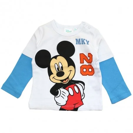 Disney Baby Mickey Mouse Βρεφικό Μακρυμάνικο Μπλουζάκι "Double Sleeve" - Λευκό/Γαλάζιο (91531B) - Μπλουζάκια Μακρυμάνικα (μακό)