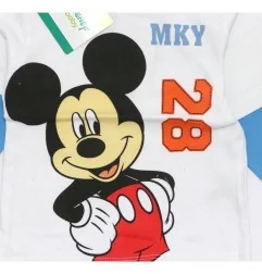 Disney Baby Mickey Mouse Βρεφικό Μακρυμάνικο Μπλουζάκι "Double Sleeve" - Λευκό/Γαλάζιο (91531B)