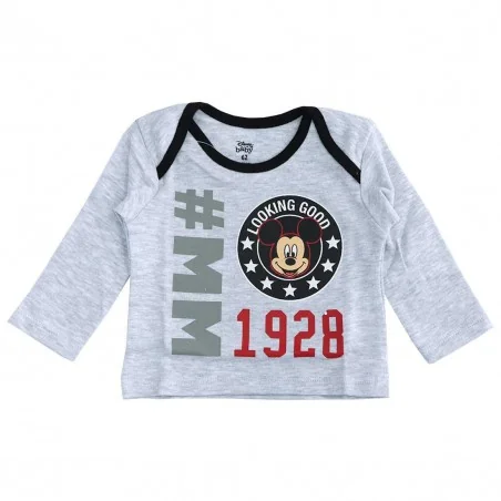 Disney Baby Mickey Mouse Βρεφικό βαμβακερό μπλουζάκι (DIS BMB 51 02 1258 GREY) - Μπλουζάκια Μακρυμάνικα (μακό)