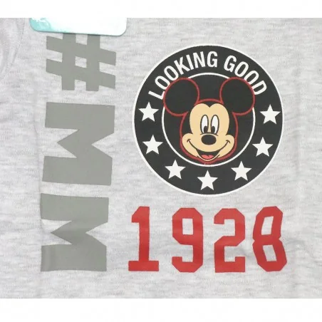 Disney Baby Mickey Mouse Βρεφικό Βαμβακερό Μακρυμάνικο Μπλουζάκι - Γκρι Μελανζέ (DIS BMB 51 02 1258 GREY)