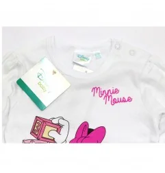Disney Baby Minnie Mouse Βρεφική Βαμβακερή Μπλούζα "Learning Fun" – Λευκό (91533A) - Μπλουζάκια Μακρυμάνικα (μακό)