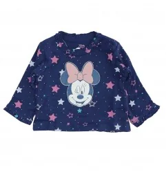 Disney Baby Minnie Mouse Βρεφική Βαμβακερή Μπλούζα με Αστέρια & Βολάν – Μπλε Σκούρο (DIS MF 51 02 1329) - Μπλουζάκια Μακρυμάν...