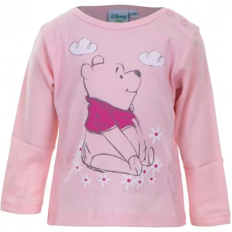 Σετ 2 Τεμαχίων Disney Baby Winnie the Pooh Βρεφικές Βαμβακερές Μπλούζες – Ροζ & Λευκό (1038 Girl)
