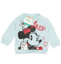 Disney Baby Minnie Mouse Βρεφική Μπλούζα Φούτερ "Love" - Γαλάζιο (HS0089B) - Ζακέτες - Μπλούζες φούτερ