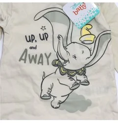 Βρεφικό Ολόσωμο Φορμάκι Disney Baby Dumbo – "Up, Up and Away" Εκρού (UE0325) - Φορμάκια εποχικά (βαμβακερά)