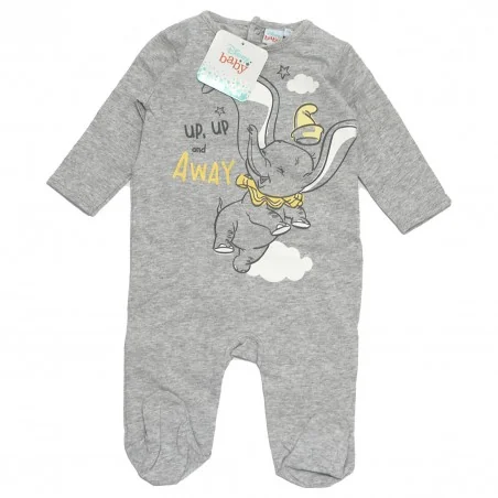 Βρεφικό Ολόσωμο Φορμάκι Disney Baby Dumbo – "Up, Up and Away" Γκρι Μελανζέ (UE0325 Grey) - Φορμάκια εποχικά (βαμβακερά)