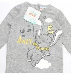 Βρεφικό Ολόσωμο Φορμάκι Disney Baby Dumbo – "Up, Up and Away" Γκρι Μελανζέ (UE0325 Grey)
