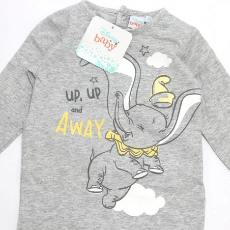 Βρεφικό Ολόσωμο Φορμάκι Disney Baby Dumbo – "Up, Up and Away" Γκρι Μελανζέ (UE0325 Grey)