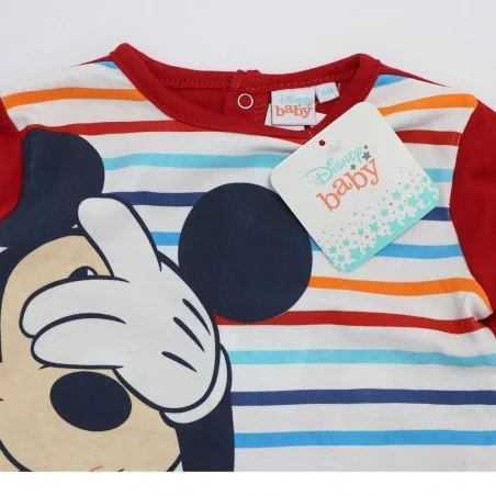 Βρεφικό Ολόσωμο Φορμάκι Disney Baby Mickey Mouse - "Oh Boy!" με Πολύχρωμες Ρίγες (100% Βαμβάκι) (TH0305A)