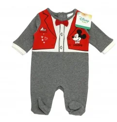 Βρεφικό Ολόσωμο Φορμάκι Disney Baby Mickey Mouse - Σχέδιο "Tuxedo" με Κόκκινο Παπιγιόν (100% Βαμβάκι) (HS0317) - Φορμάκια επο...
