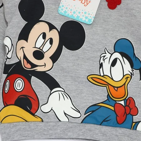 Disney Baby: Βρεφική Μπλούζα Φούτερ Mickey & Friends "The Gang" - Γκρι Μελανζέ (VH0010 grey)