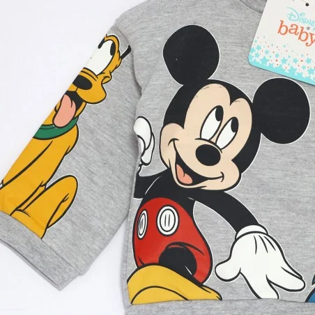 Disney Baby: Βρεφική Μπλούζα Φούτερ Mickey & Friends "The Gang" - Γκρι Μελανζέ (VH0010 grey)