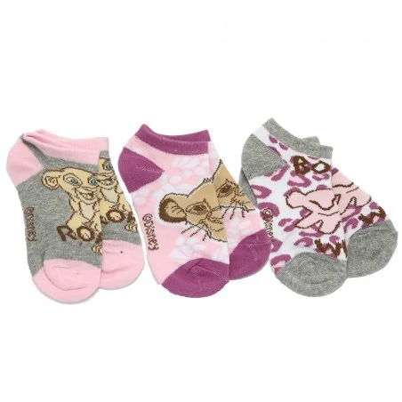 Disney Lion King παιδικές κοντές κάλτσες σετ 3 ζευγάρια (WE0640 grey) - Κοριτσίστικες κάλτσες