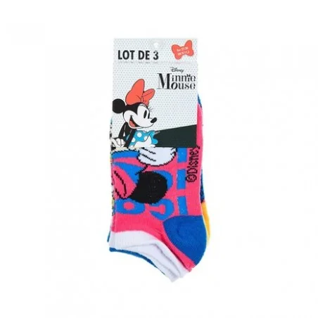 Disney Minnie Mouse παιδικές κοντές κάλτσες σετ 3 ζευγάρια (WE0621 blue)